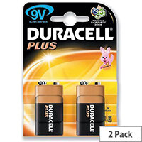 Duracell Plus Power 9V Alkaline Battery Pack Of 2 - Suitable For Use With Low-Mid Level Electronics Duracell Plus Power 9V Alkaline Battery Pack Of 2 - Suitable For Use With Low-Mid Level Electronics