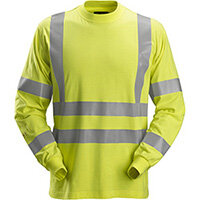 Snickers 2461 ProtecWork Long Sleeve T-Shirt High-Vis Class 3 High Visibility Yellow - Size: XS