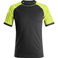 Snickers 2505 Neon T-shirt Black - Neon Yellow Size: M