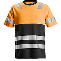 Snickers 2534 AllroundWork, High-Vis T-Shirt CL 1 High Visibility Orange - Black Size: XS
