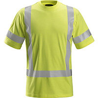 Snickers 2562 ProtecWork Short Sleeve T-Shirt High-Vis Class 3 High Visibility Yellow - Size: XS