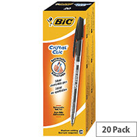 BIC Cristal Clic Retractable Ballpoint Pen Medium Black Pack 20 BIC Cristal Clic Retractable Ballpoint Pen Medium Black Pack 20