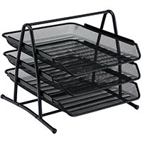 Office Mesh Letter Tray 3-Tier Stackable Front Load Portrait Foolscap Scratch Resistant Black 5 Star Office Mesh Letter Tray 3-Tier Stackable Front Load Portrait Foolscap Scratch Resistant Black 5 Star