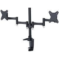 Neomounts by Newstar Full Motion Dual Desk Mount (clamp & grommet) for two 10-27 Inches Monitor Screens, Height Adjustable - Black Neomounts by Newstar Full Motion Dual Desk Mount (clamp & grommet) for two 10-27 Inches Monitor Screens, Height Adjustable - Black