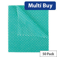 Economy Cloths Pack of 50 Green 42x35cmDurable and Reusable Cleaning Cloths