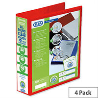 Elba Presentation A4 Ring Binder 50mm Capacity Red 4 D-Ring 560331 Pack 4