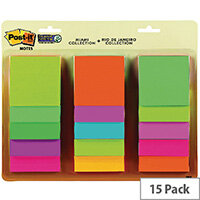 Post-It Super Sticky 76X76mm Rio And Miami Collection Pack of 15 654-15AAMULTI2