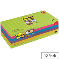 Post-it Super Sticky XL Notes Rainbow 100 x 100mm 90 sheets Pack of 12 675-SSUC-P8+4 Post-it Super Sticky XL Notes Rainbow 100 x 100mm 90 sheets Pack of 12 675-SSUC-P8+4