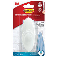 Command Towel Hook with Water Resistant Strip Large Frosted Clear 1HK+1S Bath17 Command Towel Hook with Water Resistant Strip Large Frosted Clear 1HK+1S Bath17