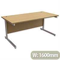 Office Desk Rectangular Silver Legs W1600mm Urban Oak Ashford Office Desk Rectangular Silver Legs W1600mm Urban Oak Ashford