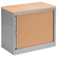 Bisley Silver Desk High Tambour Cupboard With Beech Shutters and Top Height 720mm Bisley Silver Desk High Tambour Cupboard With Beech Shutters and Top Height 720mm