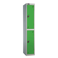 Probe 2 Door Low Locker Cam Lock ACTIVECOAT W305xD305xH1210mm Silver Body Green Door 7 Year Warranty