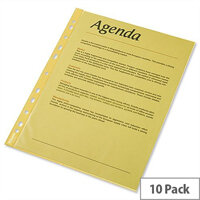 Esselte A4 Yellow Punched Pockets 55 Micron Pack 10 x 10 (100 Pockets) Esselte A4 Yellow Punched Pockets 55 Micron Pack 10 x 10 (100 Pockets)