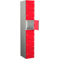 Zenbox Probe Wet Area Aluminium Locker 6 Door Red Height 1800mm x  Width 300mm x Depth 500mm Indoor Use 7 Year Warranty