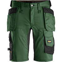 Snickers 6141 AllroundWork, Stretch Shorts Holster Pockets Forest Green - Black Size: 064