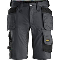 Snickers 6141 AllroundWork, Stretch Shorts Holster Pockets Steel Grey - Black Size: 56