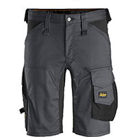 Snickers 6143 AllroundWork, Stretch Shorts Steel Grey - Black Size: 44