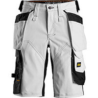 Snickers 6147 AllroundWork, Women's Stretch Shorts Holster Pockets White - Black Size: 54