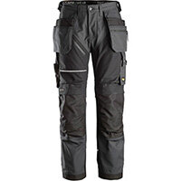 Snickers 6214 RuffWork Canvas+ Work Trousers+ Holster Pockets Steel Grey - Black Size 100 (W35xL30inch)