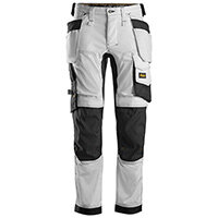 Snickers 6241 AllroundWork Stretch Work Trousers With Holster Pockets Size 44 (W: 30 Inches/L: 32 Inches) White & Black