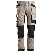 Snickers 6241 AllroundWork Stretch Work Trousers With Holster Pockets Size 146 (W: 31 Inches/L: 35 Inches) Khaki & Black