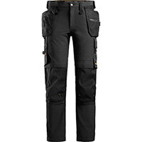 Snickers 6271 AllroundWork Full Stretch Trousers Holster Pockets Black Size 50 (W35xL32inch)