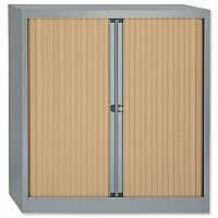 Bisley Silver Tambour Cupboard With Maple Shutters 2 Shelves Width 1000mm A4 Unit ET410/10.MP arn Bisley Silver Tambour Cupboard With Maple Shutters 2 Shelves Width 1000mm A4 Unit ET410/10.MP arn