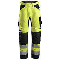 Snickers 6331 AllroundWork High-Vis Work Trousers Class 2 Size 88 (W30xL30inch) Yellow & Navy