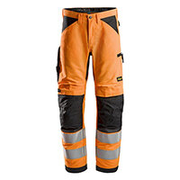 Snickers 6332 LiteWork High-Vis Work Trousers Class 2 Size 146 (W31xL35inch) Orange & Black Snickers 6332 LiteWork High-Vis Work Trousers Class 2 Size 146 (W31xL35inch) Orange & Black