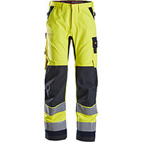 Snickers 6360 ProtecWork Work Trousers High-Vis Class 2 High Visibility Yellow - Navy Size 146 (W31xL35inch)