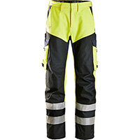 Snickers 6365 ProtecWork Trousers Reinforced front of leg High-Vis Class 1 High Visibility Yellow - Navy Size 88 (W30xL30inch)