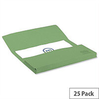 Elba Strongline Foolscap Bright Manilla Document Wallet Half-Flap Heavyweight 320gsm 32mm Green Pack of 25