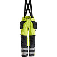 Snickers 6568 ProtecWork, GORE-TEX Trousers, Holster Pockets High-Vis Class 2 High Visibility Yellow - Navy Size: KXS