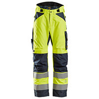 Snickers 6639 AllroundWork High-Vis 37.5 Insulated Trousers Class 2 Size L Regular Yellow & Navy