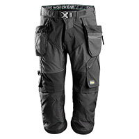 Snickers 6905 FlexiWork Work Pirate Trousers With Holster Pockets Size 44 (W30xL32inch) Steel Grey & Black