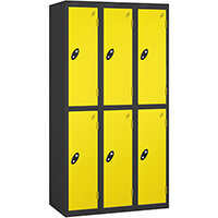 Probe 2 Door Locker Cam Lock ACTIVECOAT W305xD305xH1780mm Nest Of 3 Black Body Lemon Door 7 Year Warranty