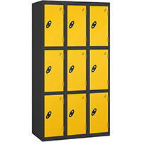 Probe 3 Door Locker Cam Lock ACTIVECOAT W305xD305xH1780mm Nest Of 3 Black Body Yellow Door 7 Year Warranty