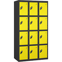 Probe 4 Door Locker Cam Lock ACTIVECOAT W305xD305xH1780mm Nest Of 3 Black Body Lemon Door 7 Year Warranty