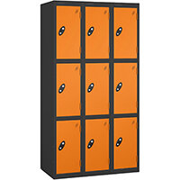 Probe 3 Door Locker Cam Lock ACTIVECOAT W305xD380xH1780mm Nest Of 3 Black Body Orange Door 7 Year Warranty