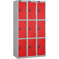 Probe 3 Door Locker Cam Lock ACTIVECOAT W305xD380xH1780mm Nest Of 3 Silver Body Red Door 7 Year Warranty