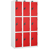 Probe 3 Door Locker Cam Lock ACTIVECOAT W305xD380xH1780mm Nest Of 3 White Body Red Door 7 Year Warranty