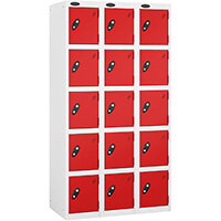 Probe 5 Door Locker Cam Lock ACTIVECOAT W305xD380xH1780mm Nest Of 3 White Body Red Door 7 Year Warranty