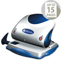 Rexel P215 2 Hole Punch Silver and Blue with Nameplate 15 Sheet Capacity Rexel P215 2 Hole Punch Silver and Blue with Nameplate 15 Sheet Capacity