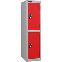 Probe 2 Door Low Locker Hasp & Staple Lock ACTIVECOAT W305xD305xH1210mm Silver Body Red Door