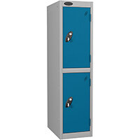 Probe 2 Door Low Locker Hasp & Staple Lock ACTIVECOAT W305xD460xH1210mm Silver Body Blue Door 7 Year Warranty