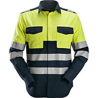 Snickers 8560 ProtecWork, Long Sleeve Shirt, High-Vis Class 1 Navy - High Visibility Yellow Size: XS