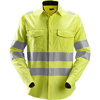 Snickers 8562 ProtecWork Long Sleeve Shirt High-Vis Class 3 High Visibility Yellow - Size: XS