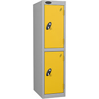 Probe 2 Door Low Locker Hasp & Staple Lock ACTIVECOAT W305xD305xH1210mm Silver Body Yellow Door