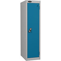 Probe 1 Door Low Locker Hasp & Staple Lock Extra Depth ACTIVECOAT W305xD460xH1210mm Silver Body Blue Door 7 Year Warranty