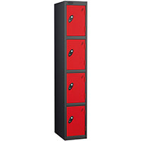 Probe 4 Door Extra Deep Locker ACTIVECOAT W305xD460xH1780mm Black Body Red Doors Probe 4 Door Extra Deep Locker ACTIVECOAT W305xD460xH1780mm Black Body Red Doors